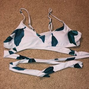 Green/Blue Floral/Leaf Bikini Top